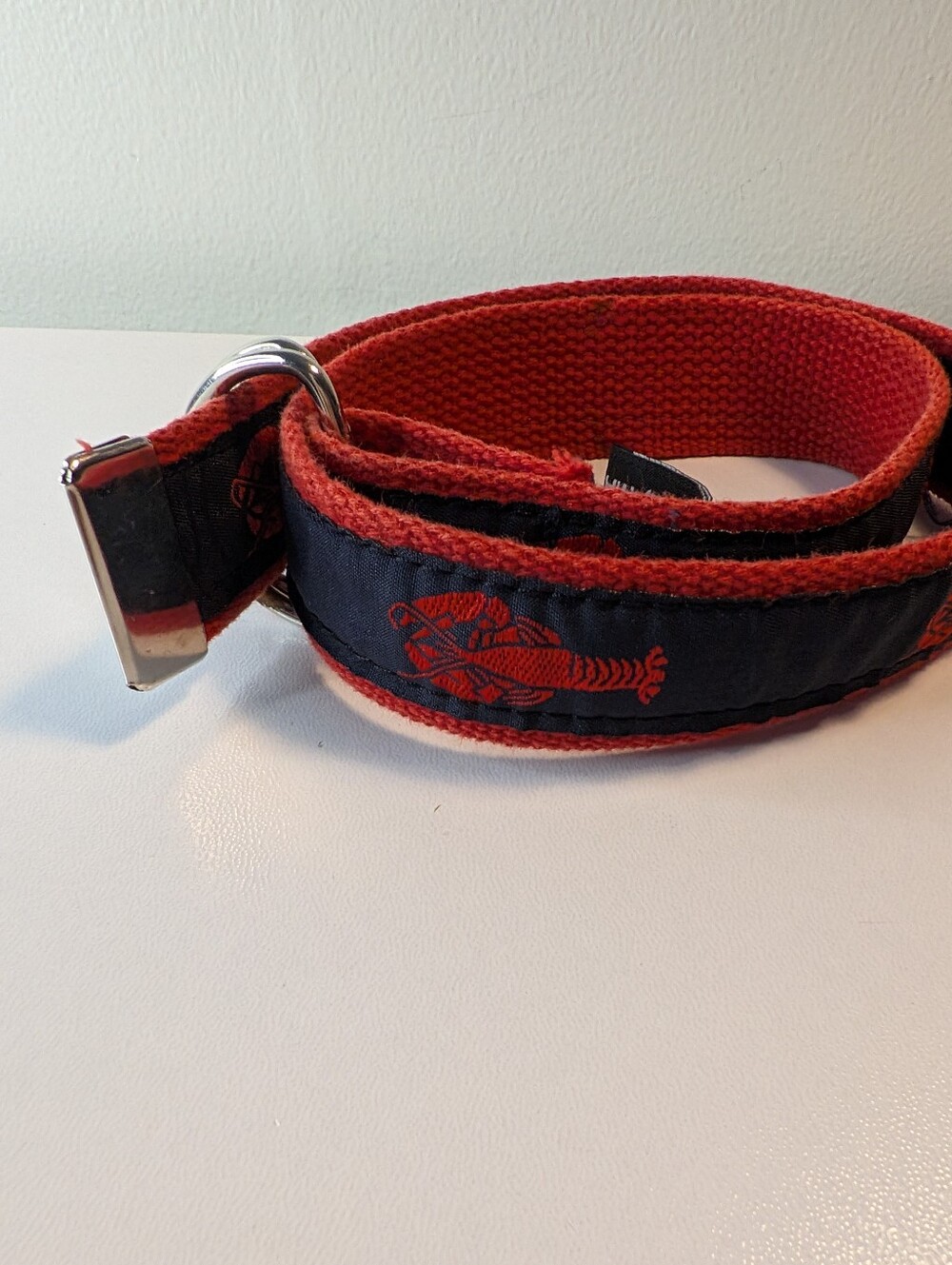 Chatham T Co. Cape Cod Lobster D-Ring Belt Red Navy Small Preppy